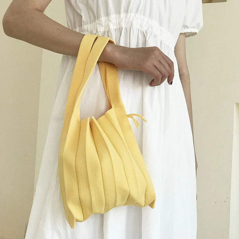 Sweet Style Knitting Tote Shoulder Bag Crochet Casual Shopper Top-hand