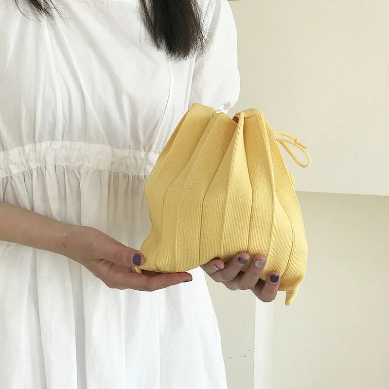 Sweet Style Knitting Tote Shoulder Bag Crochet Casual Shopper Top-hand