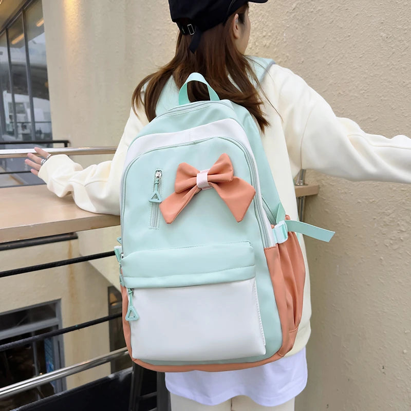 Cute Waterproof School Backpack for Teen Girls Large Capacity Macaron Travel Bag