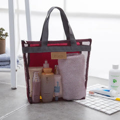 Floral Mesh Tote Handbags for Shoes Storage Swimming Travel Beach Bags