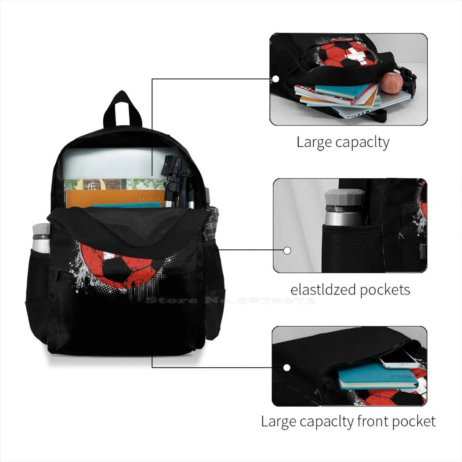 Switzerland Football Gift Bag Backpack For Men Women Girls Teenage