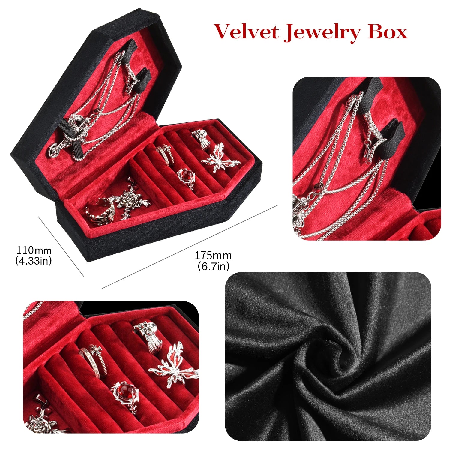 Gothic Coffin Velvet Jewelry Box Halloween