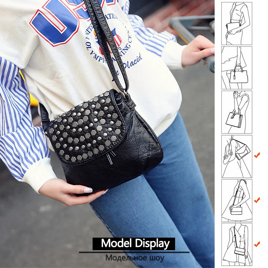 Leather Messenger Bag Women's Shoulder Bag Female Small Crossbody Bags