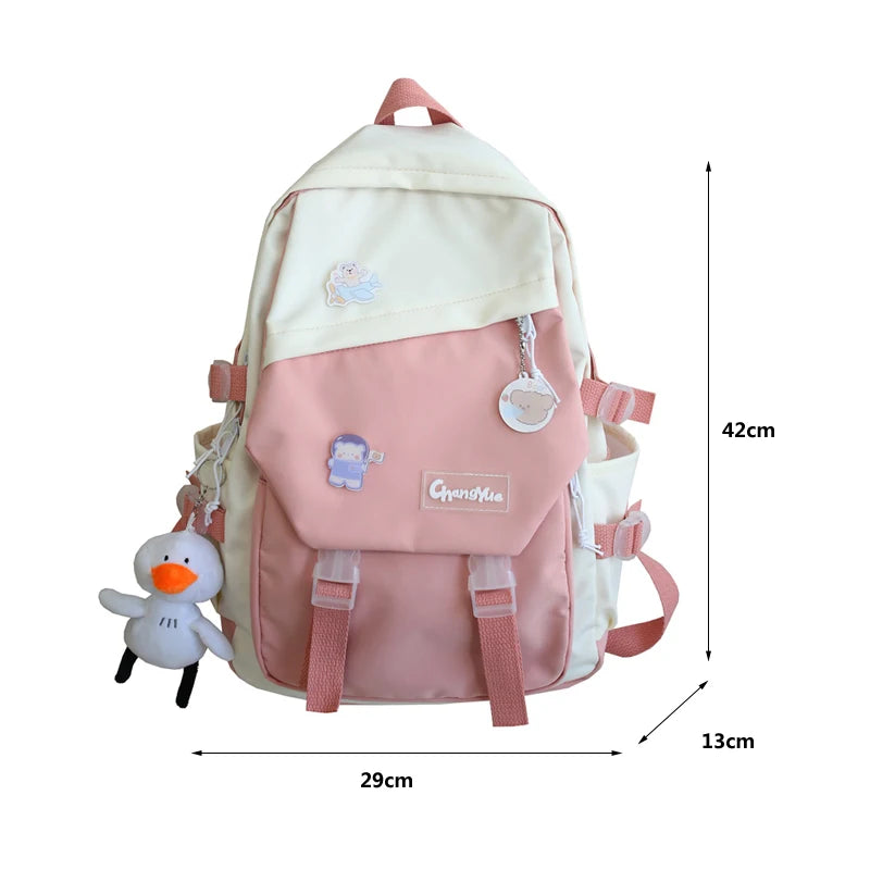 Classic Nylon Women Backpack Schoolbag Teenage Girls Preppy Style