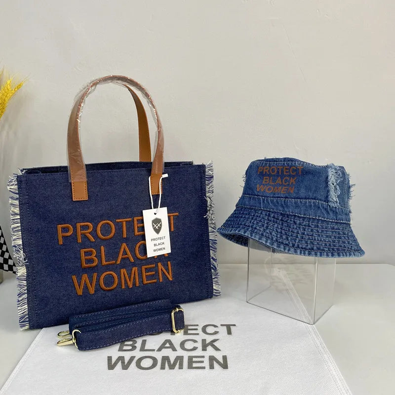 Ladies Crossbody Denim Bag Shoulder Handbag Tote Embroidered Purse