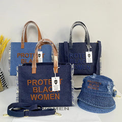Ladies Crossbody Denim Bag Shoulder Handbag Tote Embroidered Purse
