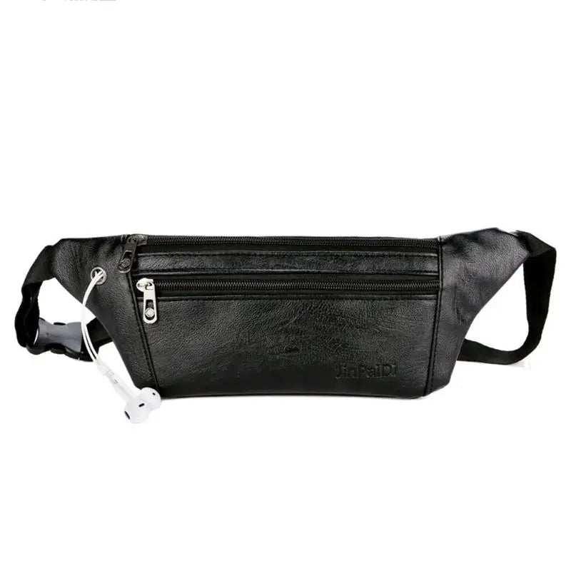 Men Leather Fanny Pack Belt Bum Waist Pouch Crossbody Shoulder Sport Zip Bag