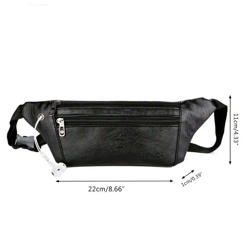 Men Leather Fanny Pack Belt Bum Waist Pouch Crossbody Shoulder Sport Zip Bag