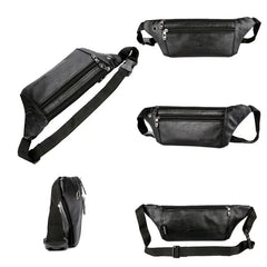 Men Leather Fanny Pack Belt Bum Waist Pouch Crossbody Shoulder Sport Zip Bag