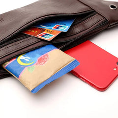 Men PU Leather Belt Bum Waist Phone Pouch Fanny Pack Crossbody Shoulder