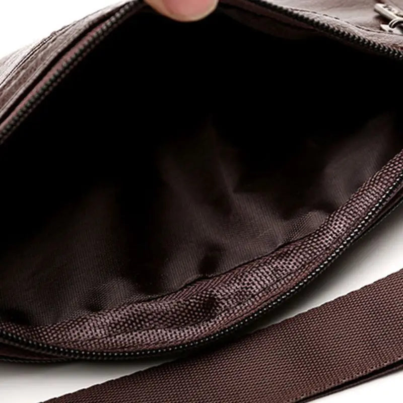Men PU Leather Belt Bum Waist Phone Pouch Fanny Pack Crossbody Shoulder