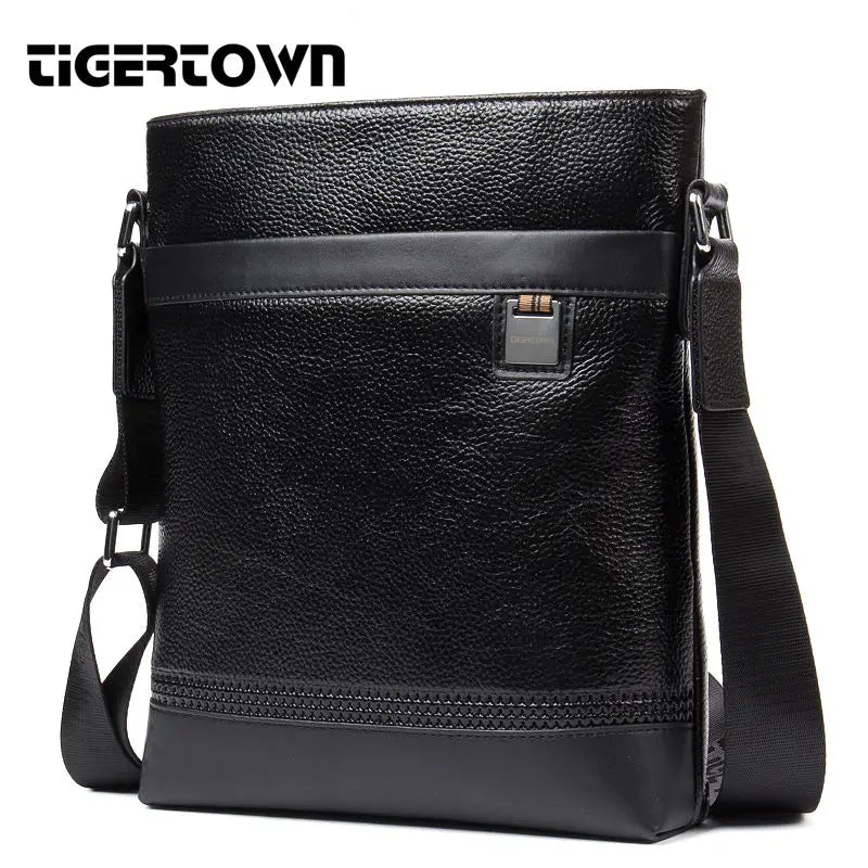 TIGERTOWN Men's Leather Messenger Shoulder Bag Briefcase