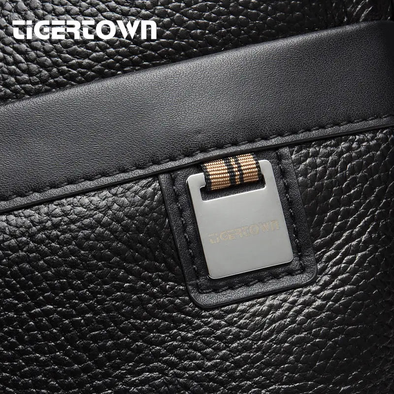 TIGERTOWN Men's Leather Messenger Shoulder Bag Briefcase