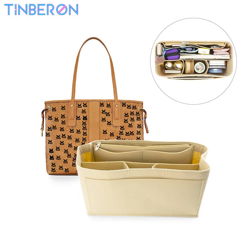 Felt Tote Handbag Organizer Makeup Storage Base Shaper