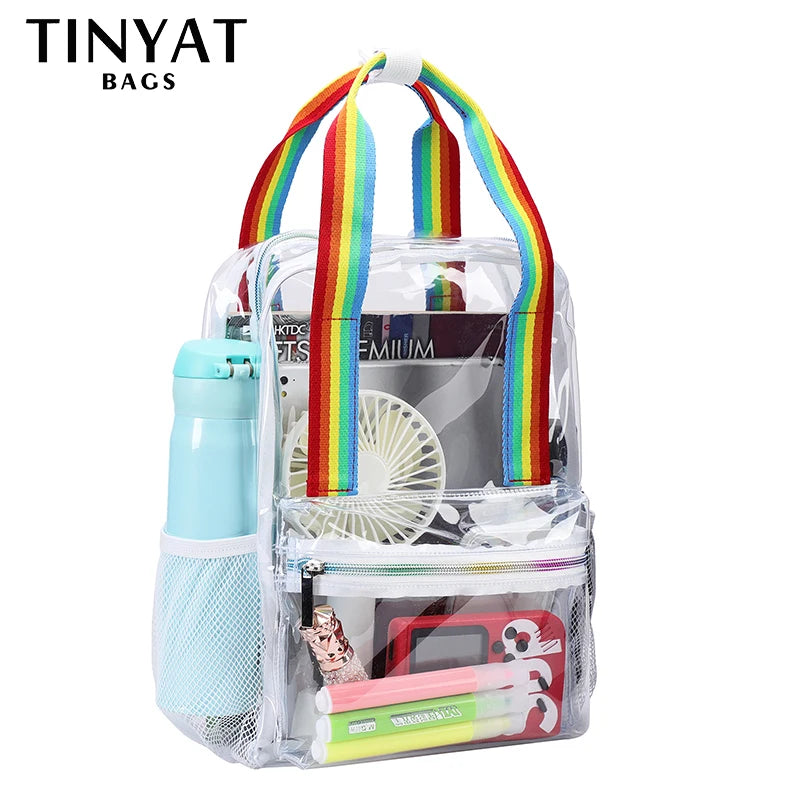 TINTAT Clear PVC Women Backpack Transparent Solid Backpack Travel School Bag
