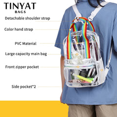 TINTAT Clear PVC Women Backpack Transparent Solid Backpack Travel School Bag