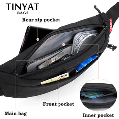 TINYA Canvas Men Fanny Pack Outdoor Sports Waist Pack Crossbody Phone Pouch Bag