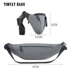 TINYAT Men Waist Bag Mobile Phone Pouch Belt Bag Male Gray Bum Hip Bag