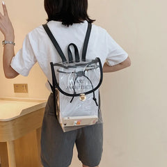 Clear PVC Women Backpack Transparent Travel School Bag for Teenage Girls