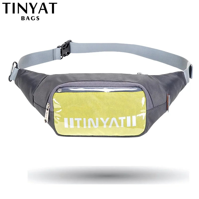 Men's Gray Belt Pouch Outdoor Travel Crossbody Bag