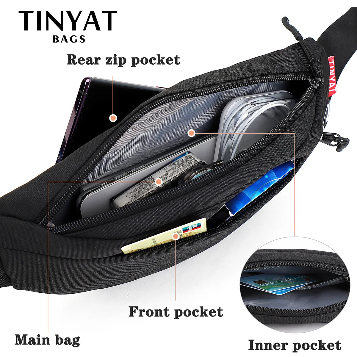 Canvas Waterproof Waist Pouch Phone Anti Theft Waist Pack Male Sports Bag