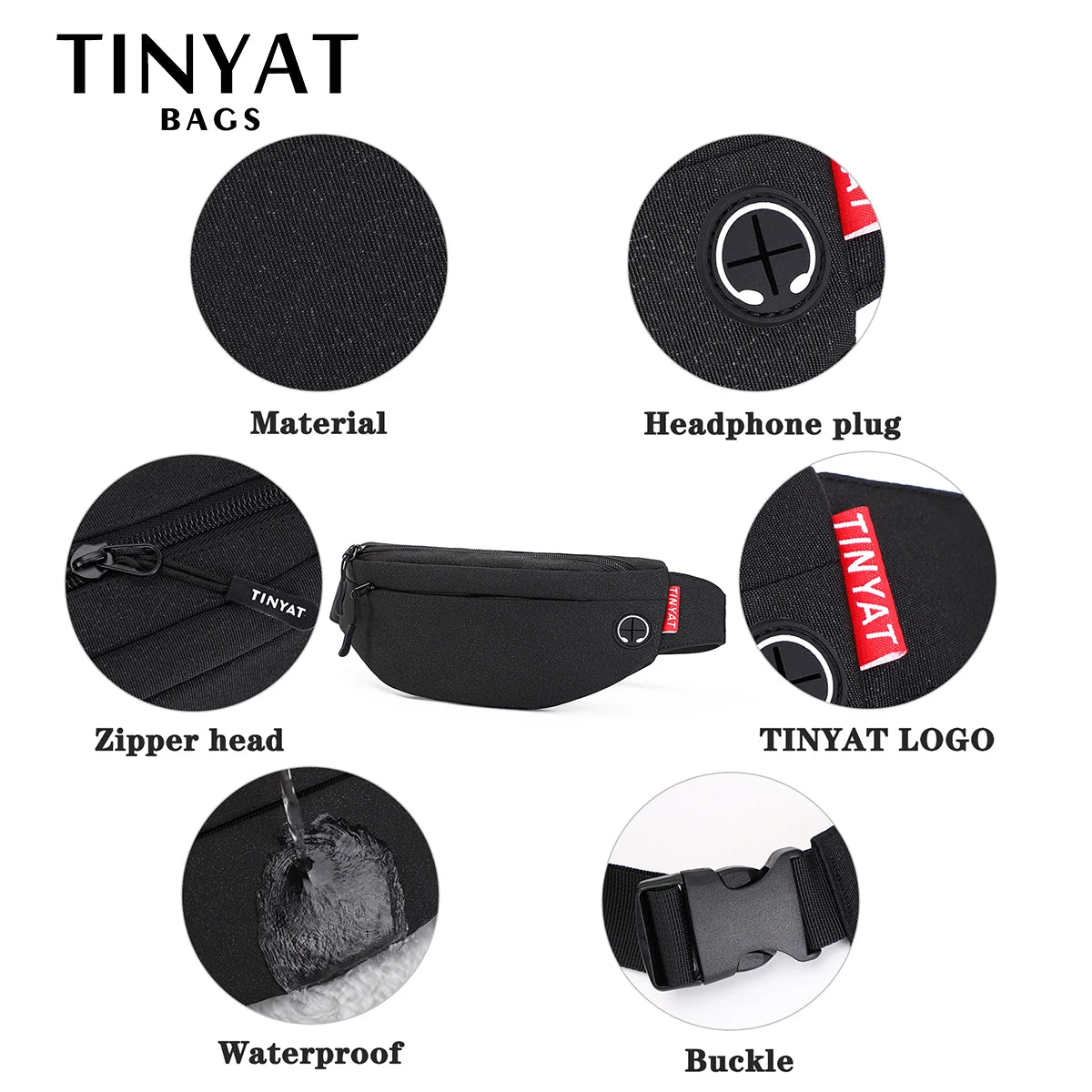 Canvas Waterproof Waist Pouch Phone Anti Theft Waist Pack Male Sports Bag