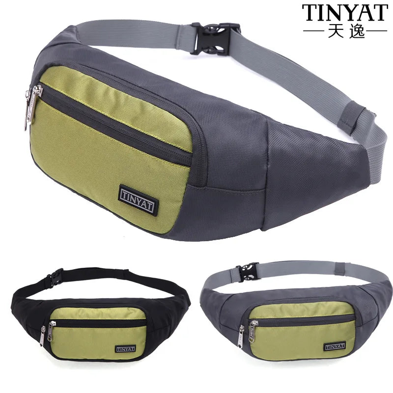 TINYAT Casual Waist Bag Pack Men Women Fanny Pack Phone Belt Bag