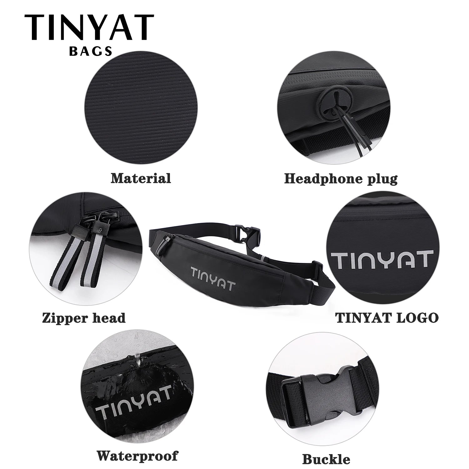 Men Waist Bag Phone Belt Pouch Canvas Travel Fanny Bag Hip 5 Pockets
