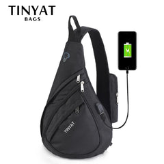 Men Waterproof Nylon Shoulder Crossbody USB Business Shoulder Bag