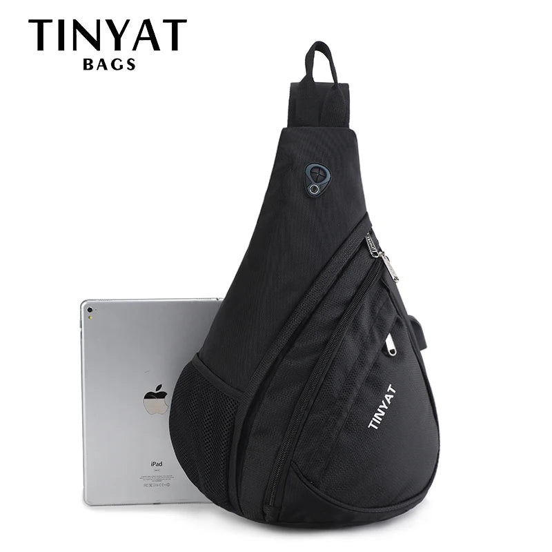 Men Waterproof Nylon Shoulder Crossbody USB Business Shoulder Bag