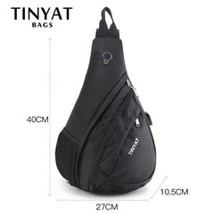 Men Waterproof Nylon Shoulder Crossbody USB Business Shoulder Bag