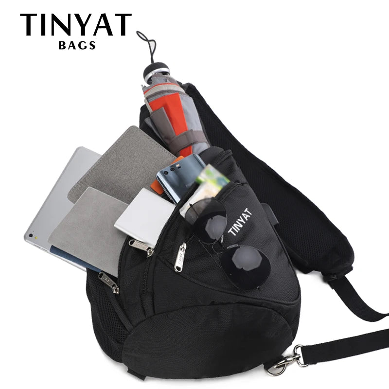 Men Waterproof Nylon Shoulder Crossbody USB Business Shoulder Bag