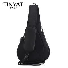 Men Waterproof Nylon Shoulder Crossbody USB Business Shoulder Bag