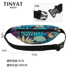 TINYAT Belt Bag Maple Leaf Printing Waist Fanny Pack Outdoor Sports Bum Hip Bag