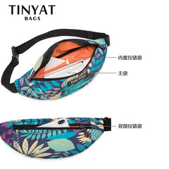 TINYAT Belt Bag Maple Leaf Printing Waist Fanny Pack Outdoor Sports Bum Hip Bag