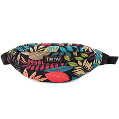 TINYAT Belt Bag Maple Leaf Printing Waist Fanny Pack Outdoor Sports Bum Hip Bag