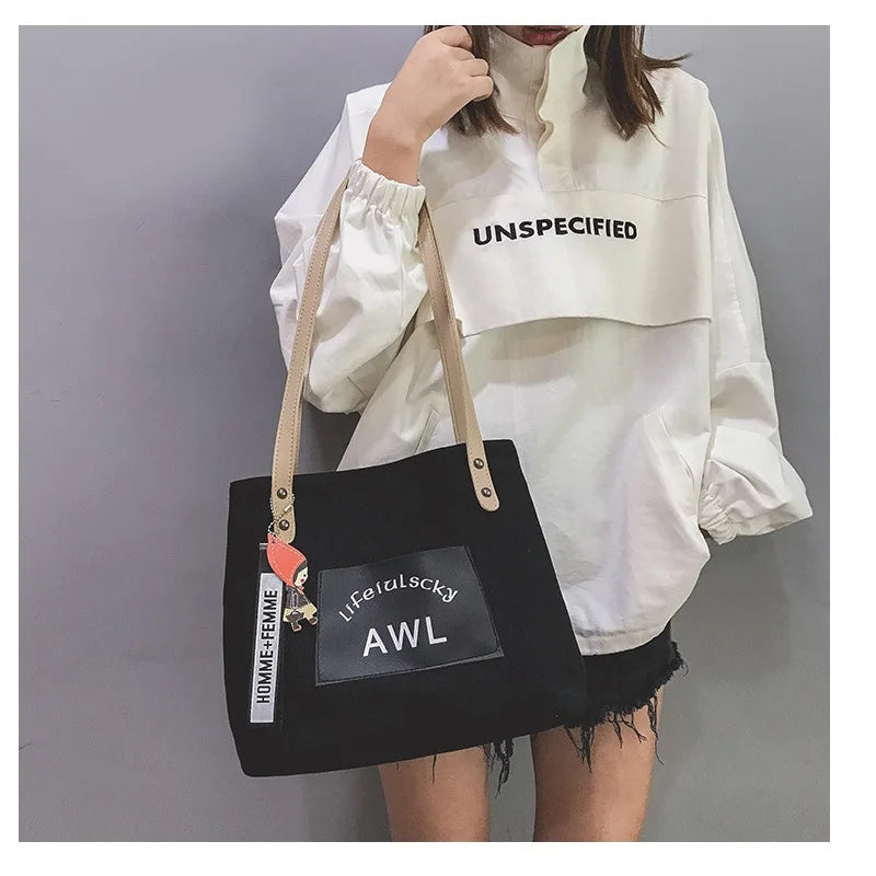 Canvas Tote Bag Girl School Messenger bag Big Capacity Handbag