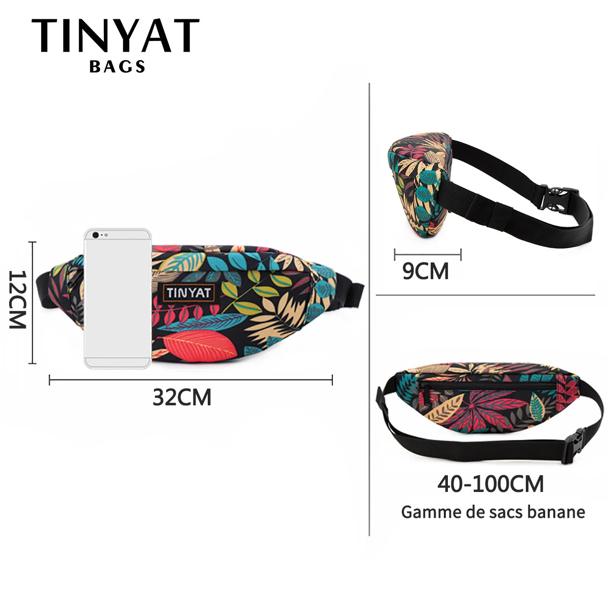 Leaf Travel Waist Bag Pack For Men Women Casual Shoulder Bag