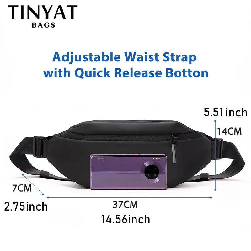 Men's PU Waist Bag Waterproof Sports Fanny Pack Anti Theft Belt Pouch
