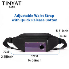 Men's PU Waist Bag Waterproof Sports Fanny Pack Anti Theft Belt Pouch