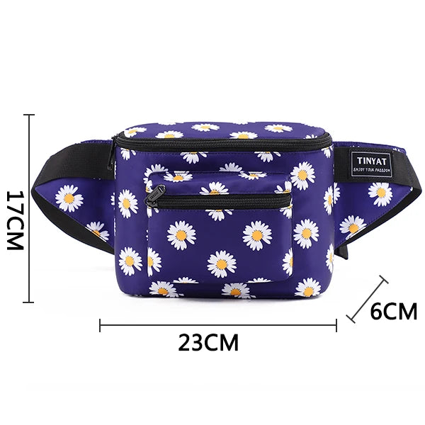 Women Daisy Waist Pack Bag Canvas Belt Casual Pouch