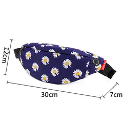 Women Print Daisy Waist pack Bag Female Canvas Bag Belt Casual Belt Pouch