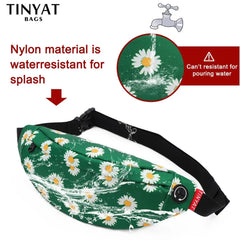 Women Print Daisy Waist pack Bag Female Canvas Bag Belt Casual Belt Pouch