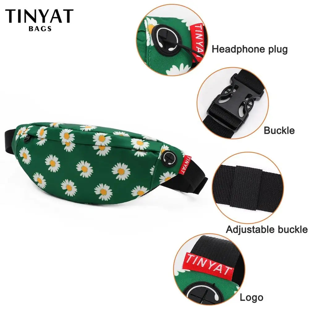 Women Print Daisy Waist pack Bag Female Canvas Bag Belt Casual Belt Pouch