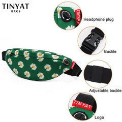 Women Print Daisy Waist pack Bag Female Canvas Bag Belt Casual Belt Pouch