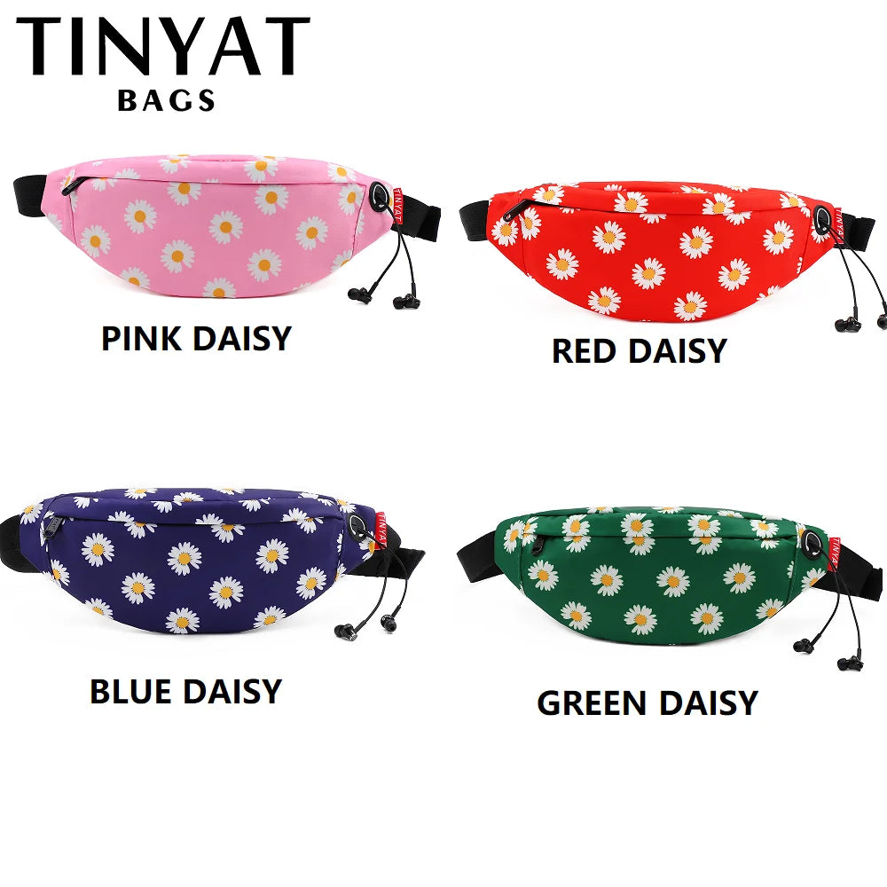 Women Print Daisy Waist pack Bag Female Canvas Bag Belt Casual Belt Pouch