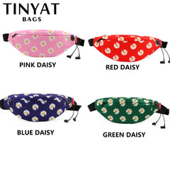 Women Print Daisy Waist pack Bag Female Canvas Bag Belt Casual Belt Pouch