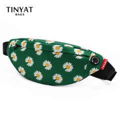 Women Print Daisy Waist pack Bag Female Canvas Bag Belt Casual Belt Pouch