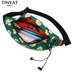 Women Print Daisy Waist pack Bag Female Canvas Bag Belt Casual Belt Pouch