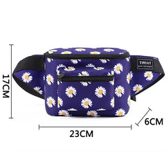 Women Daisy Waist Pack Bag Canvas Belt Casual Pouch